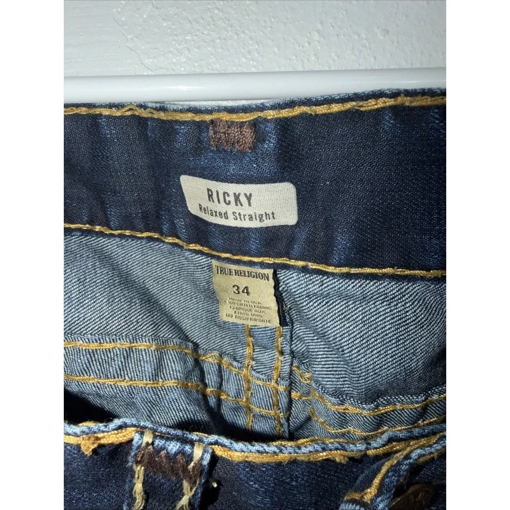 Men's True Religion Ricky Relaxed Straight Denim Blue Jeans Men's‎ Size 34x32